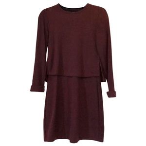Marron sweater like long sleeve dress